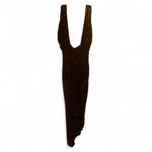 Fashion Nova Black Sleeveless Sequin Dress With Sheer Corset Size S